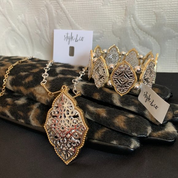 Style & Co Filigree Necklace & Bracelet Set - Picture 11 of 12